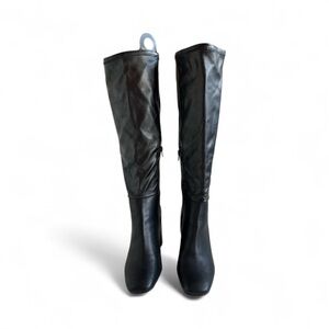 Steve Madden Black Knee-High Women's Boots Faux Leather Sz 8.5